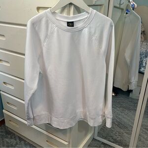 White Crewneck Athletic Long Sleeve Snow White Cotton Plain Sweatshirt✨